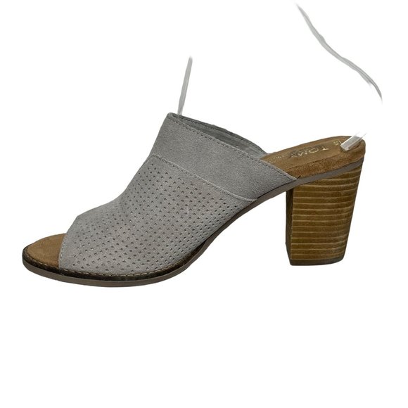 TOMS 8.5 gray suede peeptoe mules - Picture 6 of 9